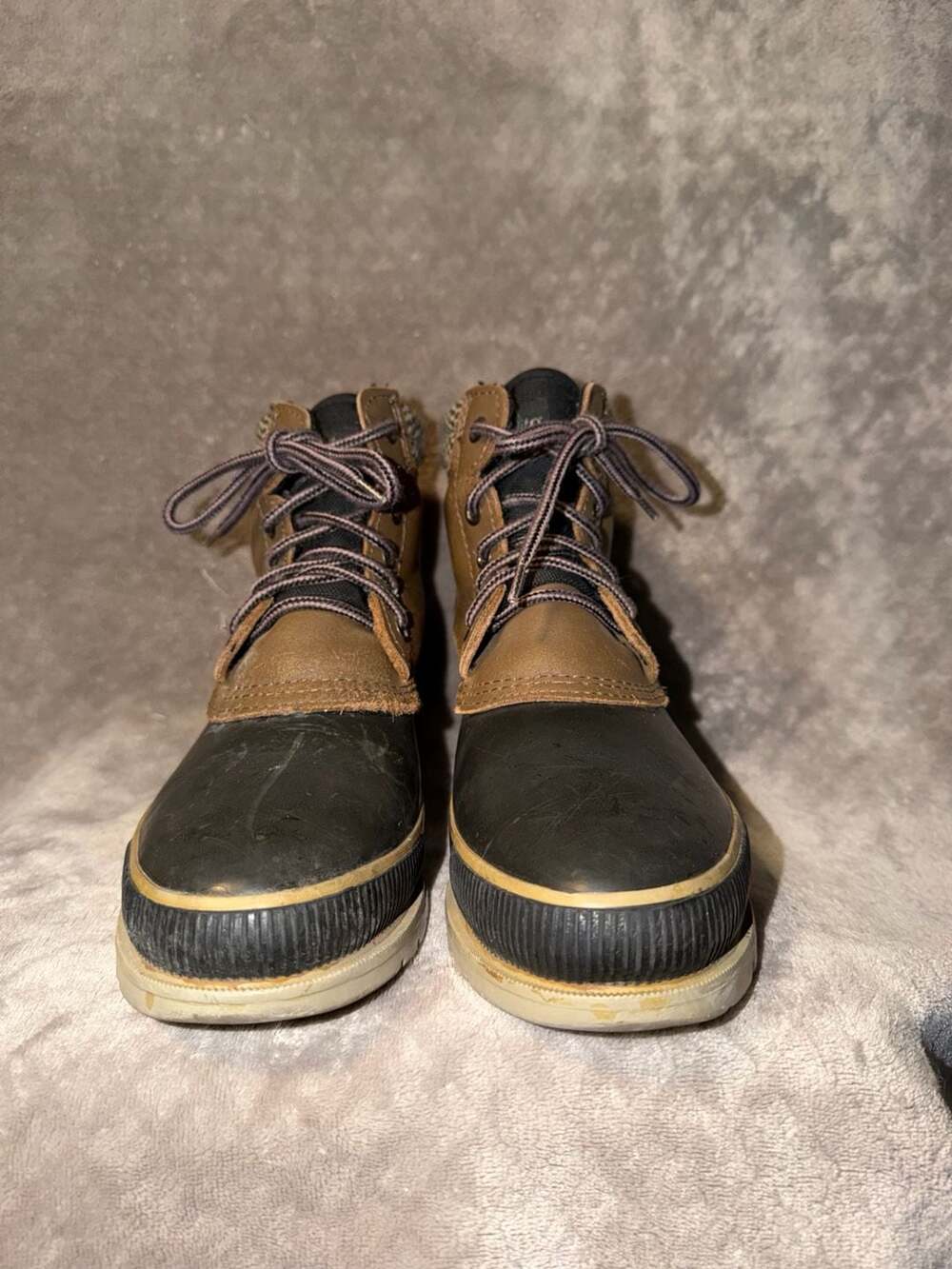 Cherokee Brown Leather and Rubber Duck Boots with Knit Collar